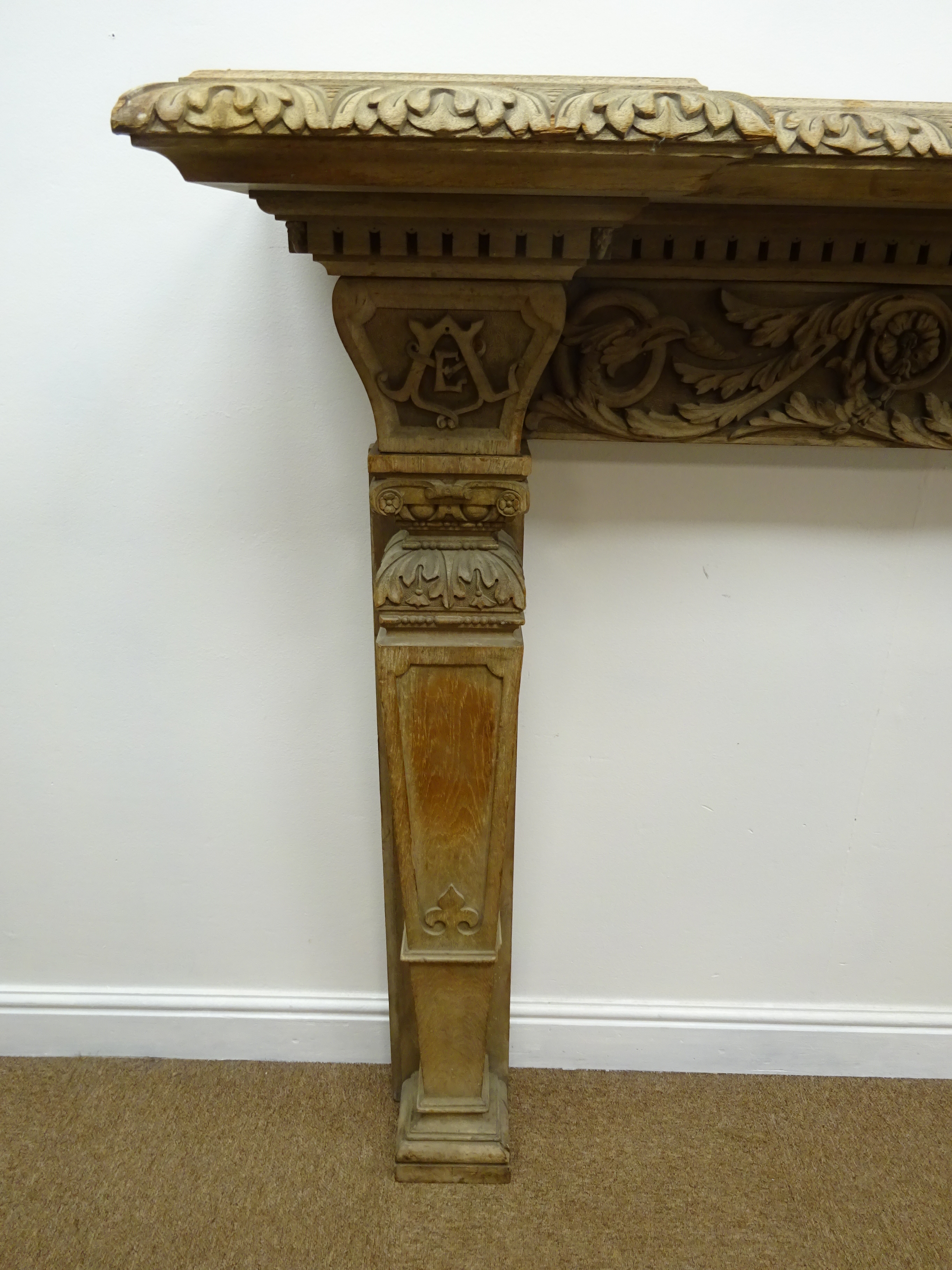 Victorian stripped oak fire surround, - Image 4 of 10