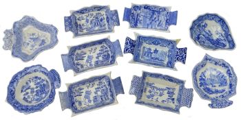 Collection of early 19th century and later pearl ware and other blue and white transfer printed two