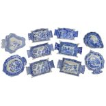 Collection of early 19th century and later pearl ware and other blue and white transfer printed two
