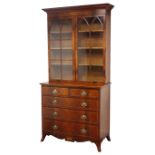 19th century inlaid mahogany bookcase on chest,