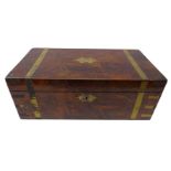 Victorian brass bound figured walnut folding writing box, gilt tooled leather and fitted interior,