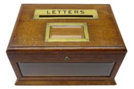 Edwardian oak letter box,