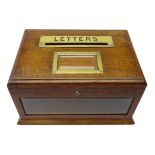 Edwardian oak letter box,