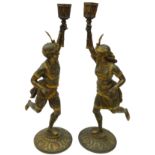 Pair 19th/ early 20th century gilt spelter Blackamoor candlesticks,