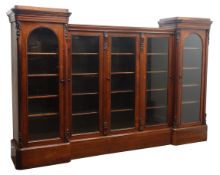 William IV rosewood breakfront bookcase,