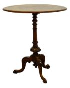 Victorian walnut tripod table,