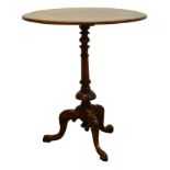 Victorian walnut tripod table,