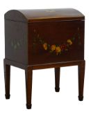 Edwardian Adam Revival satinwood strung mahogany Canterbury,