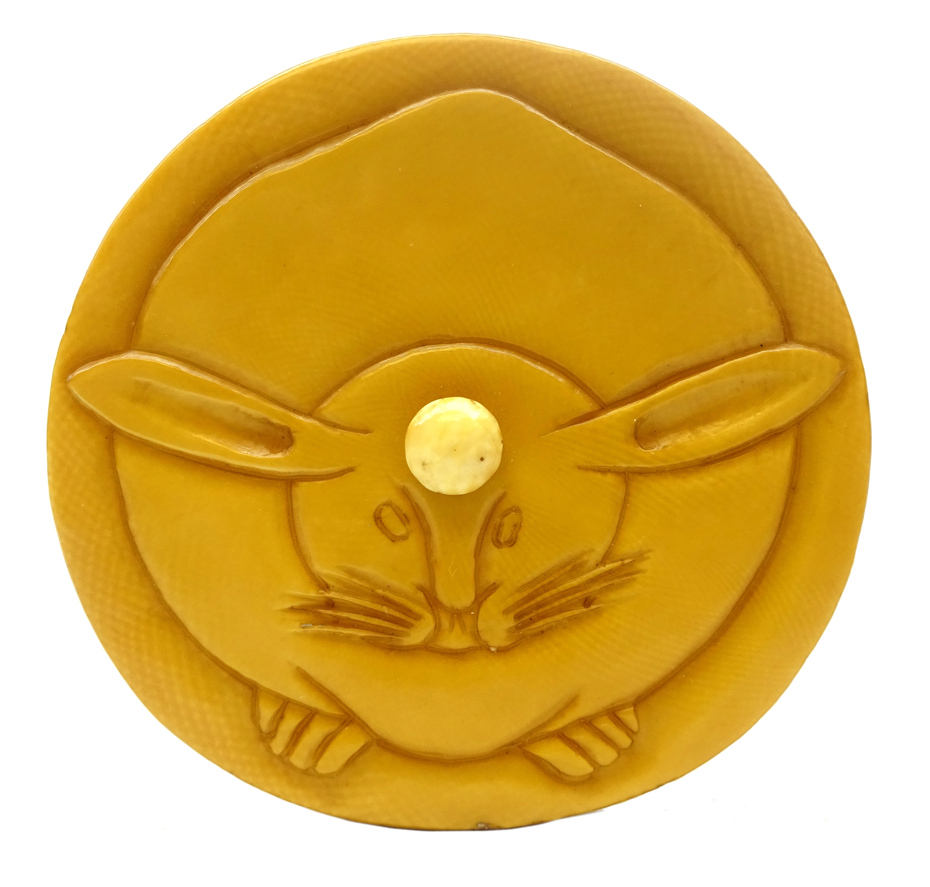Japanese Meiji ivory Manju-Netsuke carved with a Lunar Hare, with signature,