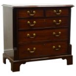 Small George III mahogany chest with moulded top above two short and three long cockbeaded drawers