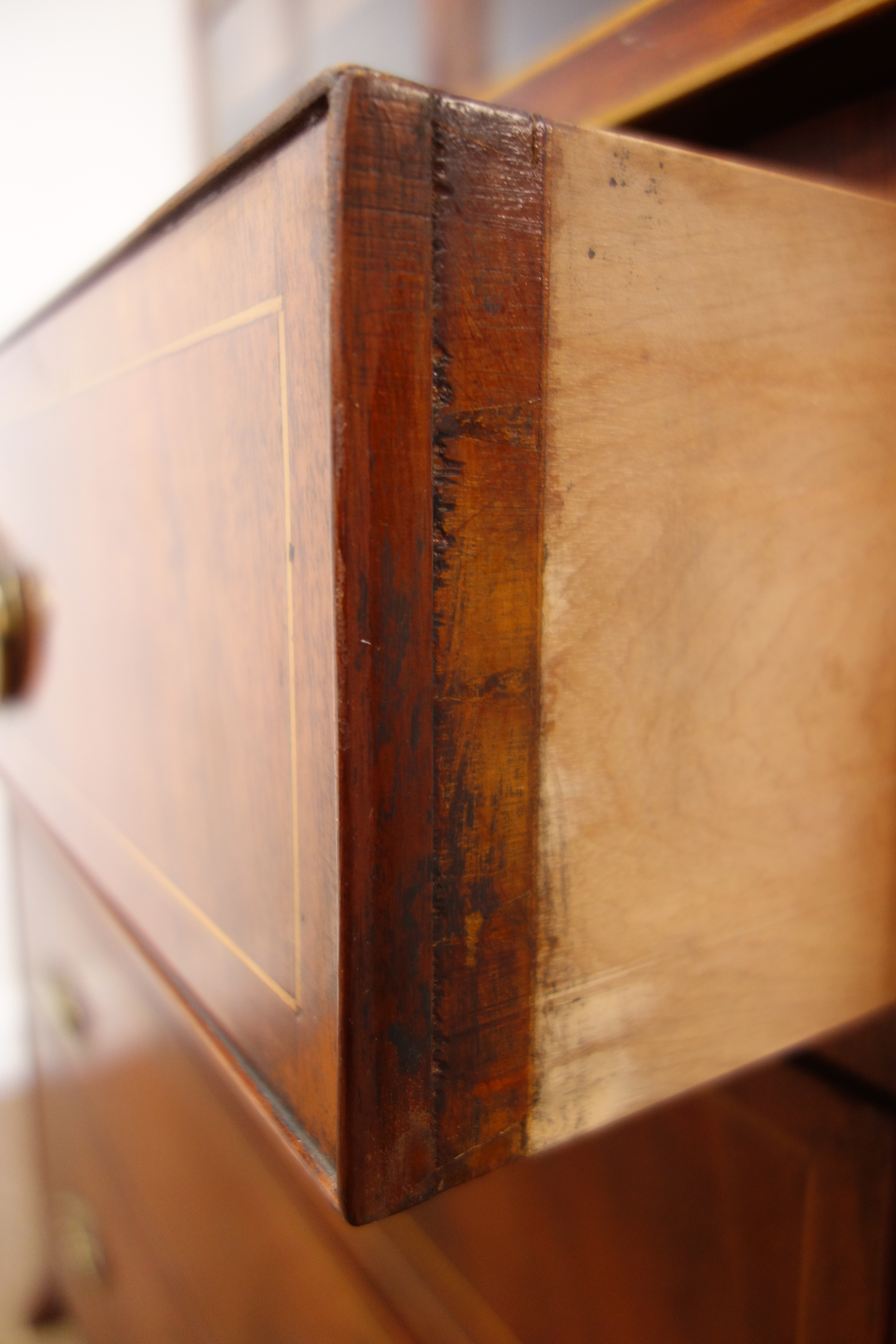 19th century inlaid mahogany bookcase on chest, - Image 9 of 14