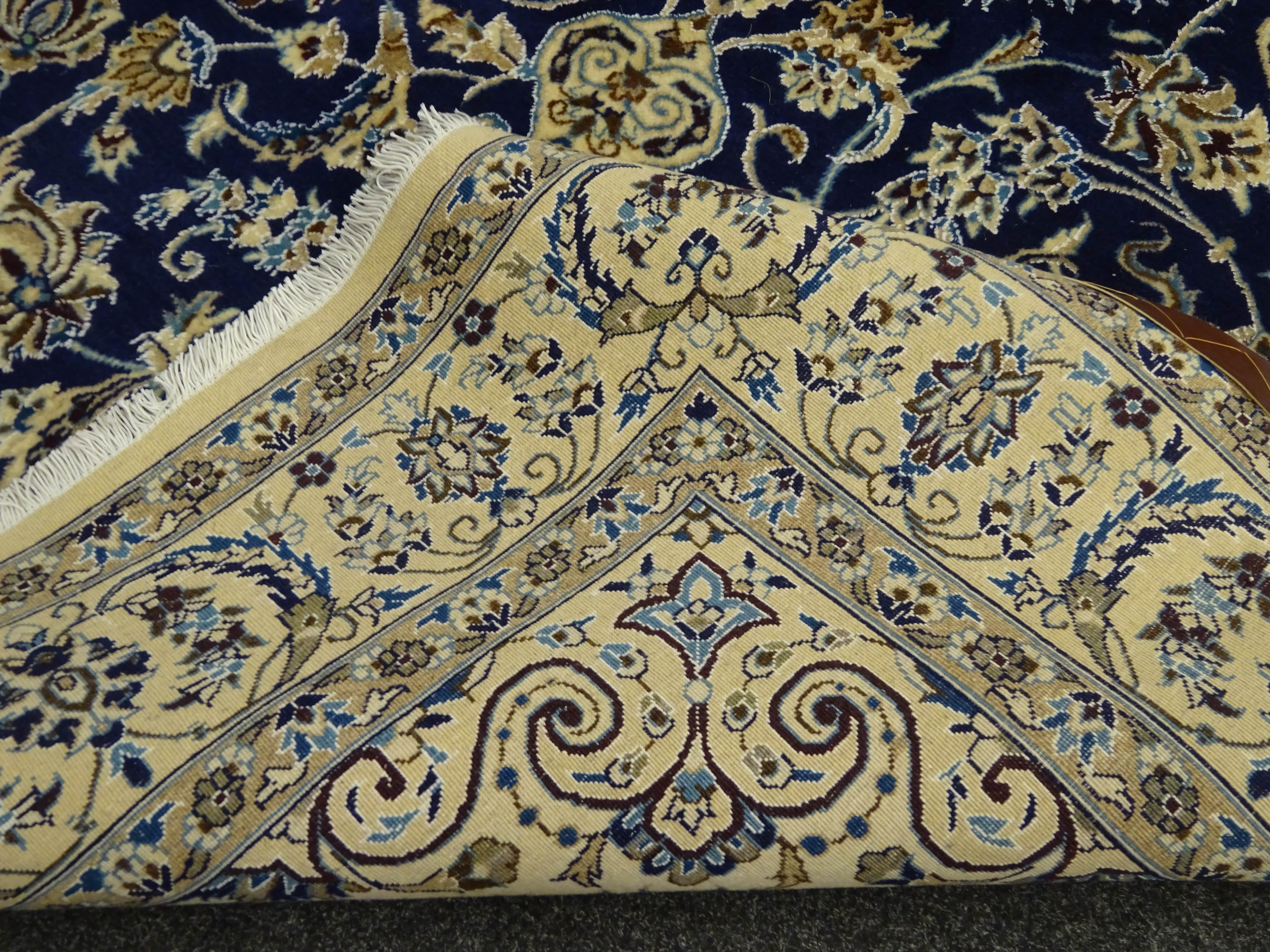 Fine Persian Nain silk and wool ivory rug, - Image 5 of 6