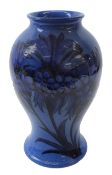 Moorcroft Cornflower pattern vase on powder blue ground, painted blue signature and impressed marks,