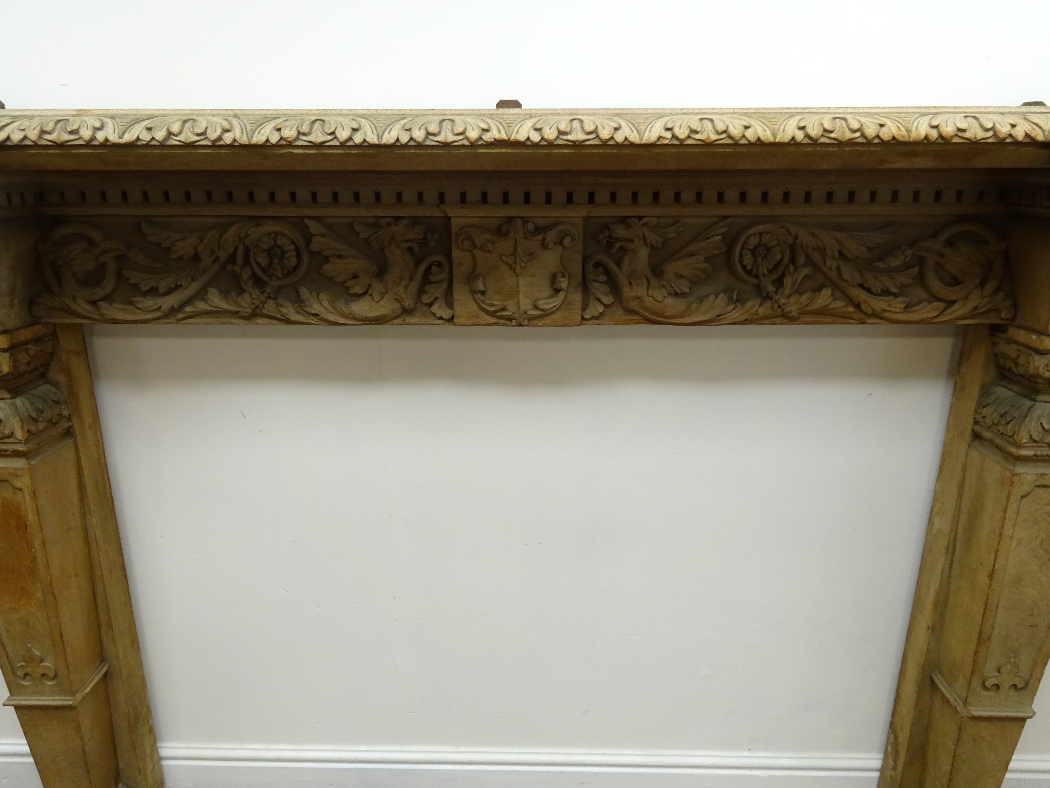Victorian stripped oak fire surround, - Image 6 of 10