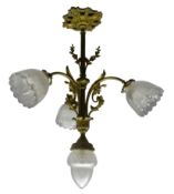 Early 20th century gilt metal four light electrolier,