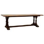 Early 20th century rectangular elm coffee table, moulded top,