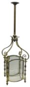 Victorian brass hall light fitting,