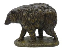 Large hollow cast bronze study of a Bear on oval base,
