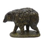 Large hollow cast bronze study of a Bear on oval base,