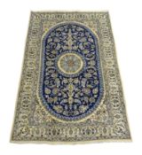 Fine Persian Nain silk and wool ivory rug,