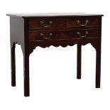 George lll mahogany lowboy, moulded top above two short and one long cockbeaded drawers,