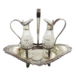 Late Victorian Adams style silver vinegar and oil stand,