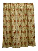 Zoffany Curtains - two pairs pencil pleated curtains, cream fabric with floral decoration,