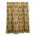 Zoffany Curtains - two pairs pencil pleated curtains, cream fabric with floral decoration,