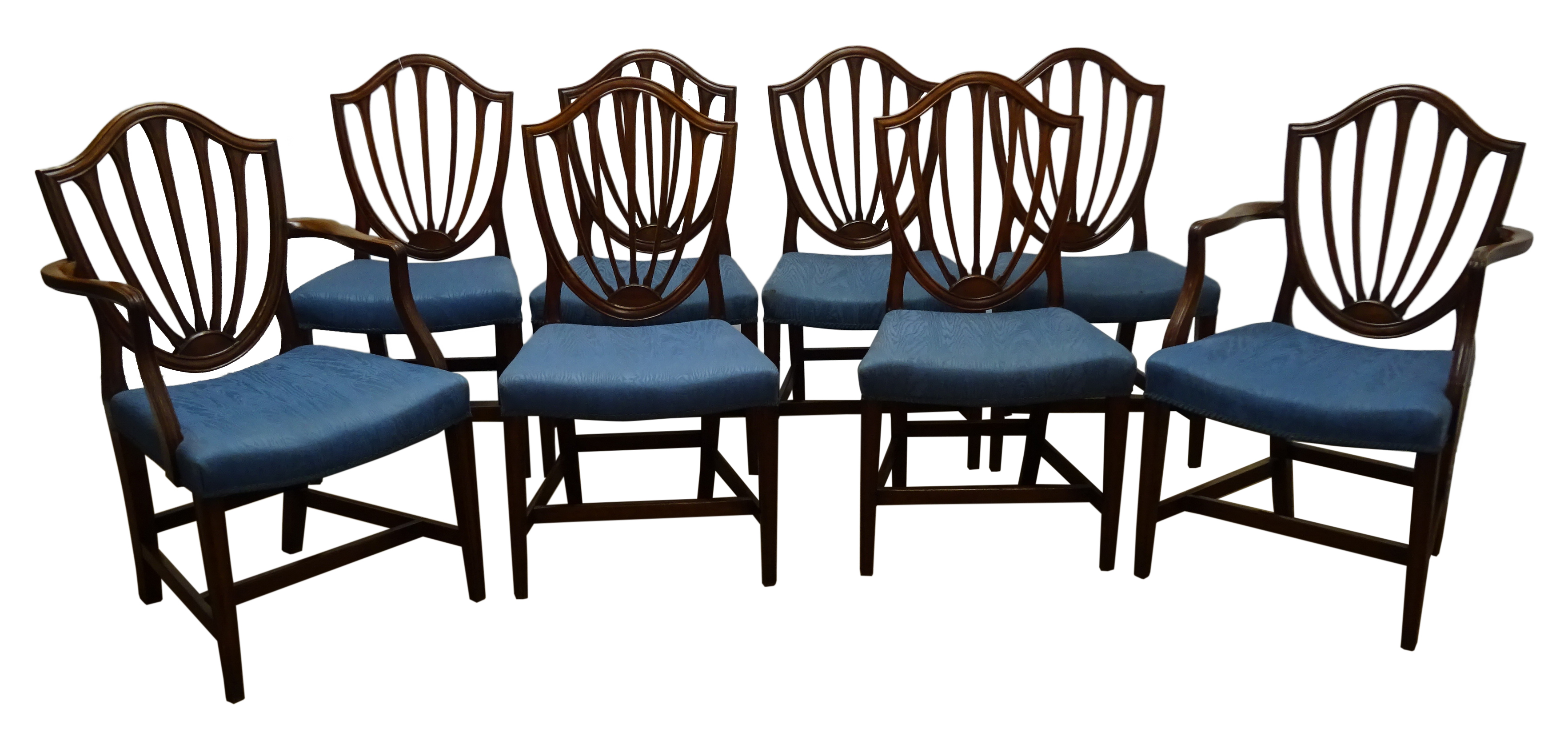 Set of eight early 18th century and later Hepplewhite style mahogany dining chairs, - Image 2 of 6