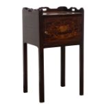 19th century inlaid mahogany bedside cupboard,