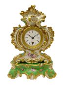 19th century porcelain clock on stand by Jacob Petit,