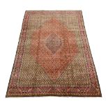 Persian Bijar rug carpet, central lozenge within larger lozenge, all over Heratti motif decoration,