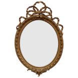 Large 19th century Adam style oval gilt wood and gesso framed wall mirror,