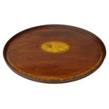 George lll Sheraton style satinwood crossbanded oval galleried tray,