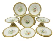 Late Victorian porcelain dessert service, probably Graingers Worcester,