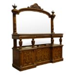 Large Victorian carved oak mirror back sideboard,