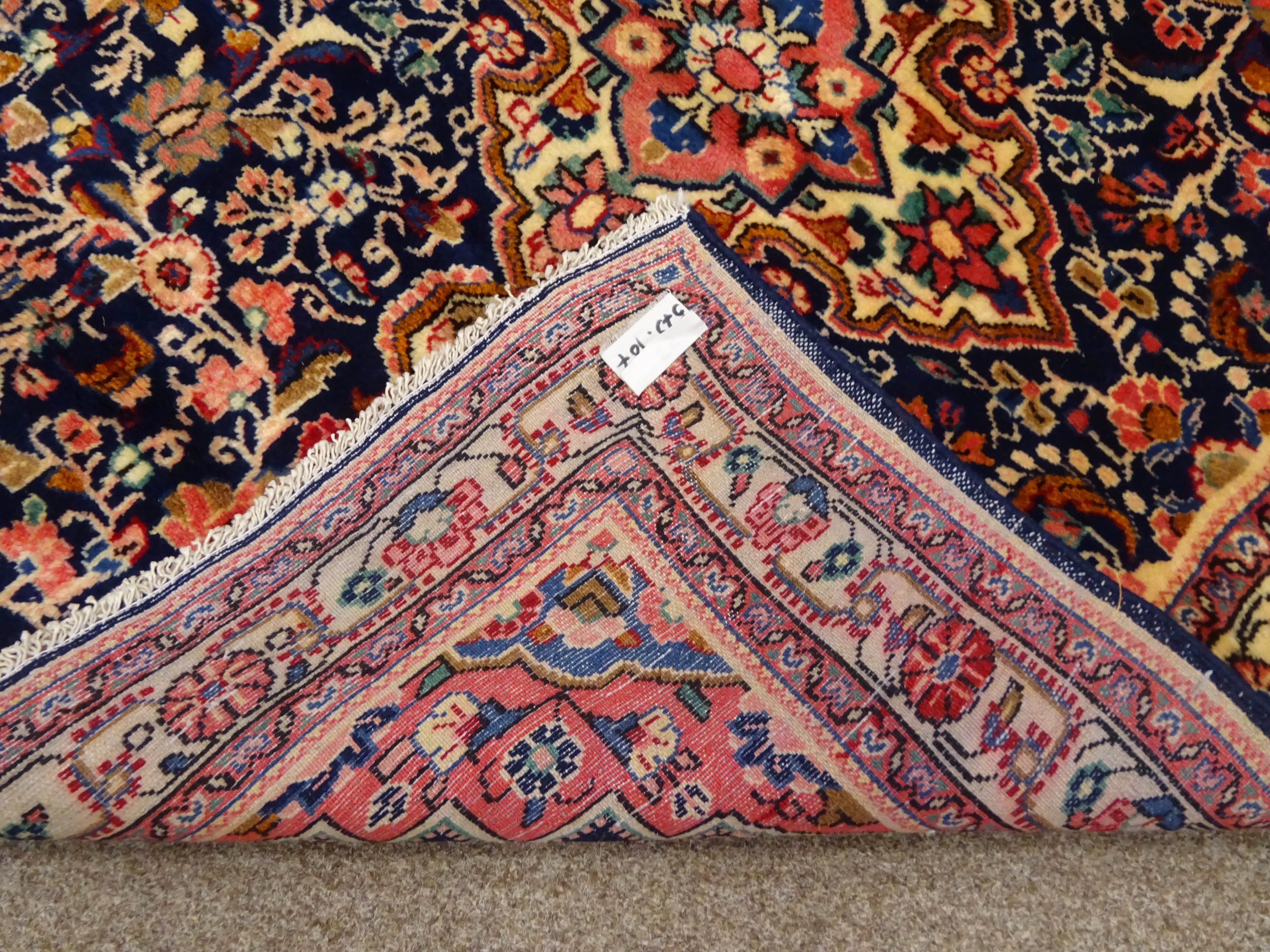 Persian Hamadan runner rug, blue ground field with five medallions, - Image 5 of 6