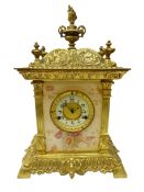 Victorian brass and cast gilt metal mantle clock,