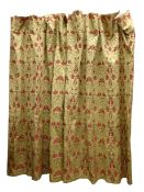 Curtina - Large pair pencil pleated red and gold floral Damask fabric curtains, fully lined, W220cm,