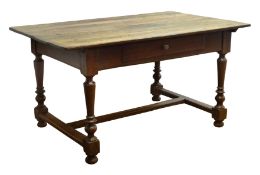 18th century French oak preparation table of pegged construction,