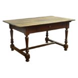 18th century French oak preparation table of pegged construction,