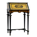 19th century walnut crossbanded birds-eye maple and ebonised escritoire,