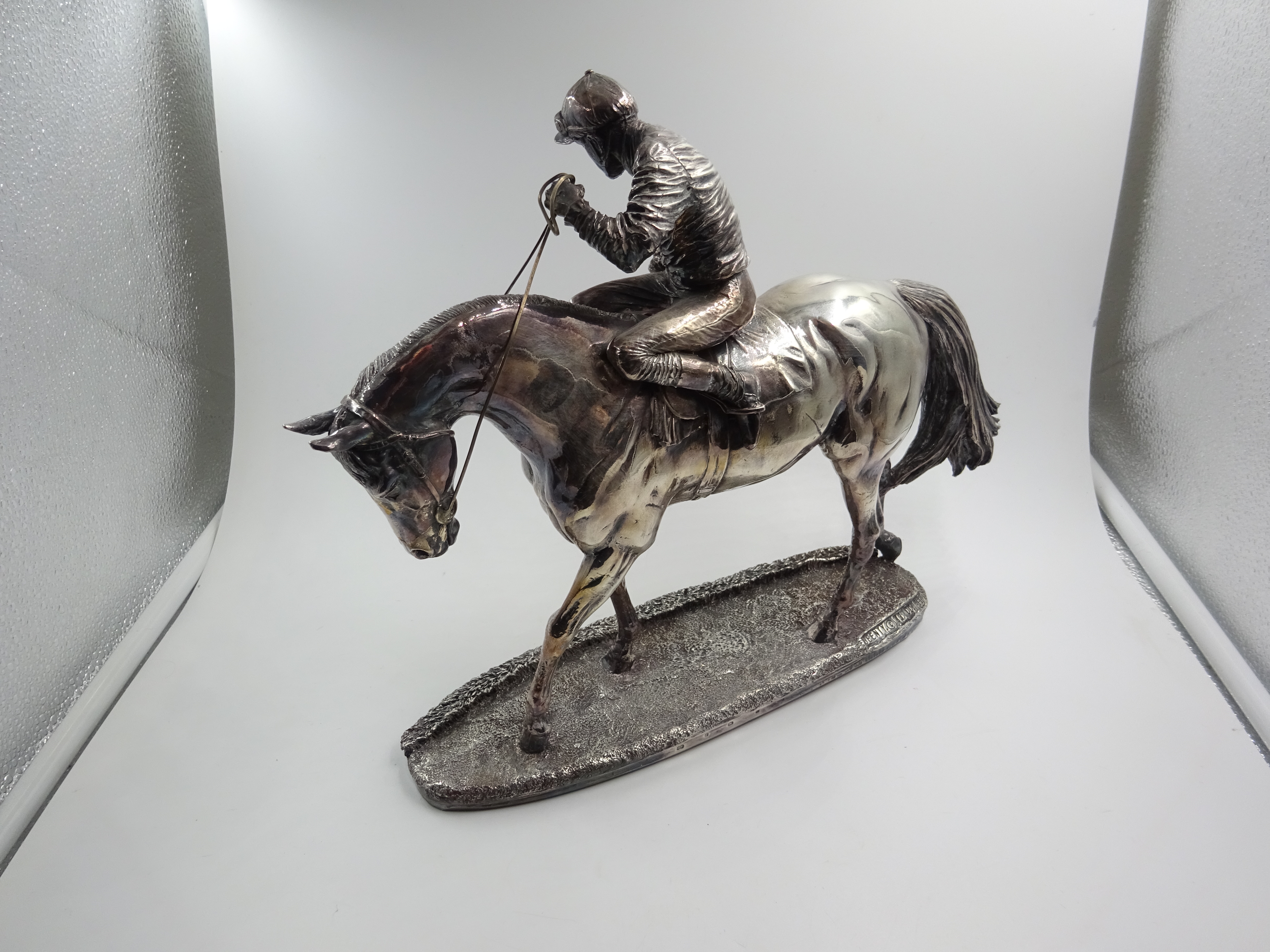 Silver Horse and Jockey group designed by David Geenty, Camelot Silverware Ltd, 1993 (filled) H26. - Image 2 of 5