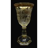 19th century Bohemian faceted glass goblet,