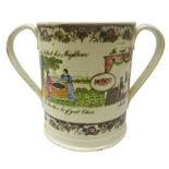19th century Staffordshire loving cup,