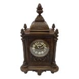 French cast bronze mantel clock, dial with enamel Roman numerals inscribed Phillipe Ft, Palaie-Roy,