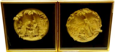 Pair of relief moulded circular plaques after Pierre Alexandre Schoenewerk (French 1820-1885);