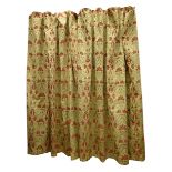 Curtina - Large pair pencil pleated red and gold floral Damask fabric curtains, fully lined,
