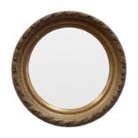 Victorian circular gilt wood and gesso wall mirror,