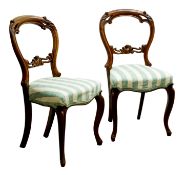 Pair of Victorian walnut salon chairs,